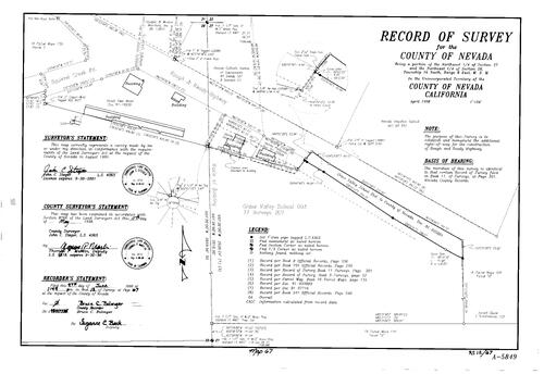 Click to see Record of Survey Book 12, pg. 67 (1998) of Nevada County Recorders Survey Maps Book 12