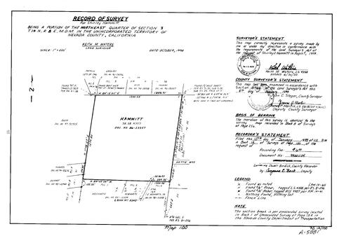 Click to see Record of Survey Book 12, pg. 100 (1999) of Nevada County Recorders Survey Maps Book 12