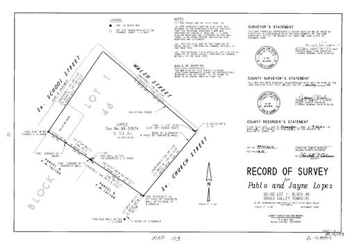 Click to see Record of Survey Book 12, pg. 103 (1999) of Nevada County Recorders Survey Maps Book 12
