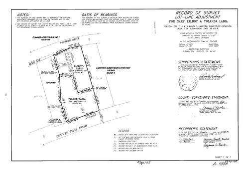 Click to see Record of Survey Book 12, pg. 105 (1999) of Nevada County Recorders Survey Maps Book 12