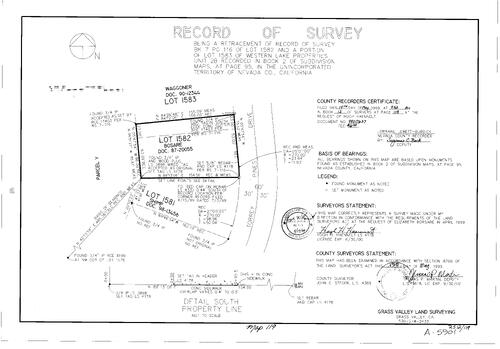 Click to see Record of Survey Book 12, pg. 119 (1999) of Nevada County Recorders Survey Maps Book 12