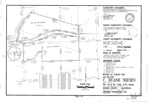 Click to see Record of Survey Book 12, pg. 120 (1999) of Nevada County Recorders Survey Maps Book 12