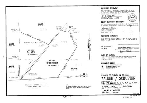 Click to see Record of Survey Book 12, pg. 133 (1999) of Nevada County Recorders Survey Maps Book 12