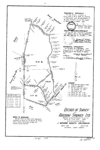 Click to see Record of Survey Book 12, pg. 139 (1999) of Nevada County Recorders Survey Maps Book 12
