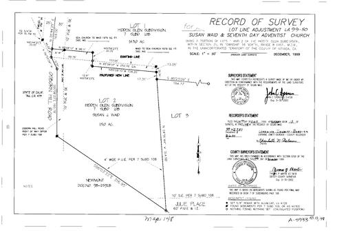Click to see Record of Survey Book 12, pg. 148 (1999) of Nevada County Recorders Survey Maps Book 12