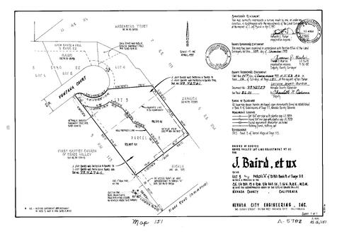 Click to see Record of Survey book 12, pg. 151 (1999) of Nevada County Recorders Survey Maps Book 12