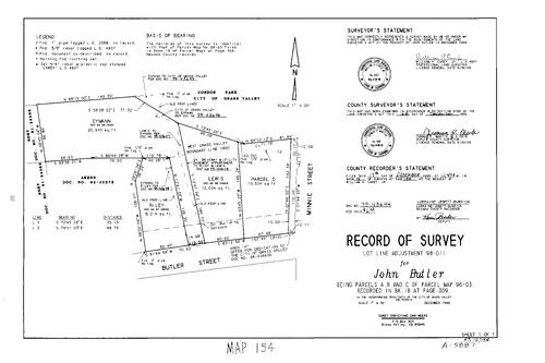 Click to see Record of Survey book 12, pg. 154 (1999) of Nevada County Recorders Survey Maps Book 12