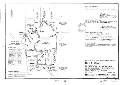 Click to see Record of Survey book 12, pg. 156 (1999) of Nevada County Recorders Survey Maps Book 12