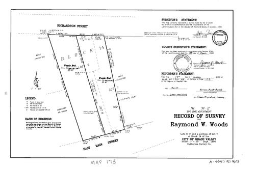 Click to see Record of Survey book 12, pg. 173 (2000) of Nevada County Recorders Survey Maps Book 12