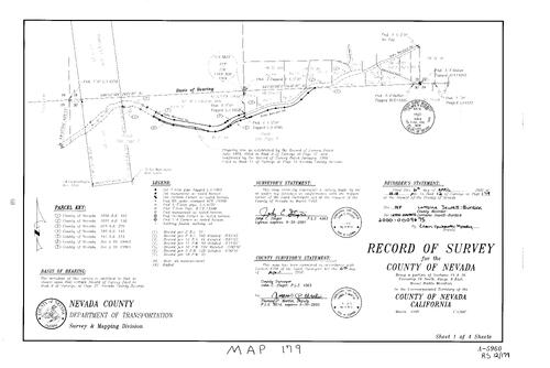 Click to see Record of Survey Book 12, pg. 179 (2000) of Nevada County Recorders Survey Maps Book 12