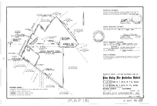 Click to see Record of Survey Book 12, pg. 181 (2000) of Nevada County Recorders Survey Maps Book 12