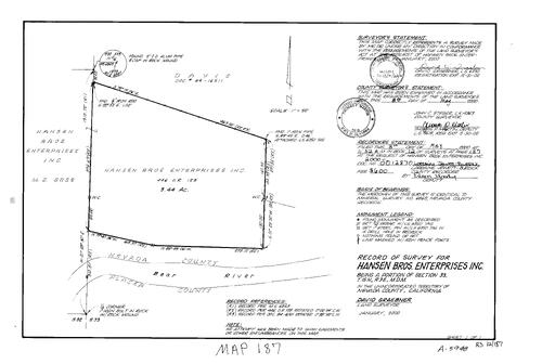 Click to see Record of Survey Book 12, pg. 187 (2000) of Nevada County Recorders Survey Maps Book 12