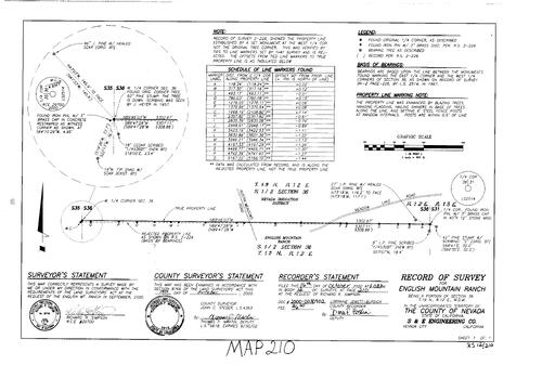 Click to see Record of Survey Book 12, pg. 210 (2000) of Nevada County Recorders Survey Maps Book 12