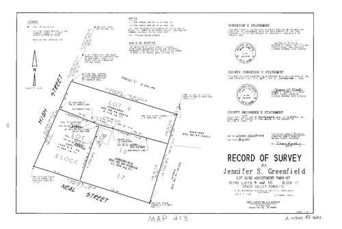 Click to see Record of Survey Book 12, pg. 213 (2000) of Nevada County Recorders Survey Maps Book 12