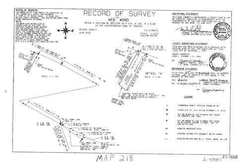 Click to see Record of Survey Book 12, pg. 218 (2000) of Nevada County Recorders Survey Maps Book 12