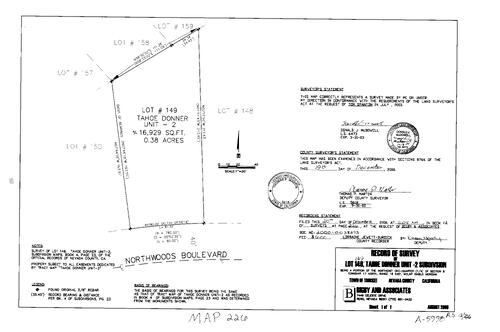 Click to see Record of Survey Book 12, pg. 226 (2000) of Nevada County Recorders Survey Maps Book 12