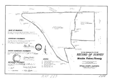Click to see Record of Survey Book 12, pg. 229 (2000) of Nevada County Recorders Survey Maps Book 12