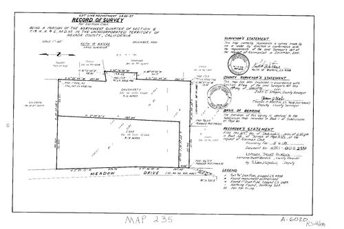 Click to see Record of Survey Book 12, pg. 235 (2001) of Nevada County Recorders Survey Maps Book 12