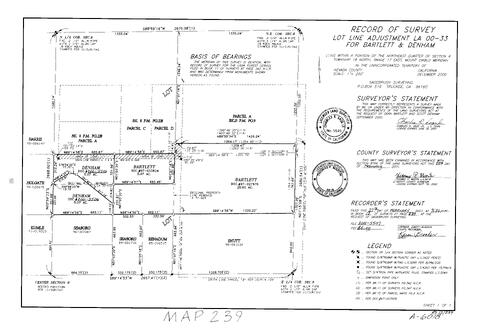 Click to see Record of Survey Book 12, pg. 239 (2001) of Nevada County Recorders Survey Maps Book 12