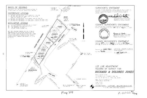 Click to see Record of Survey Book 12, pg. 248 (2001) of Nevada County Recorders Survey Maps Book 12