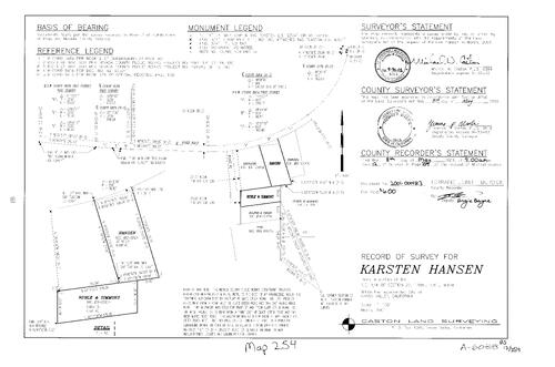 Click to see Record of Survey Book 12, pg. 254 (2001) of Nevada County Recorders Survey Maps Book 12