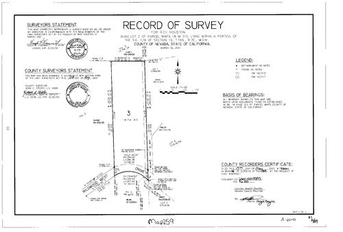 Click to see Record of Survey Book 12, pg. 259 (2001) of Nevada County Recorders Survey Maps Book 12