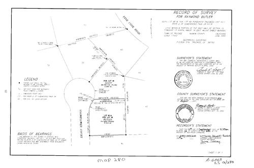 Click to see Record of Survey Book 12, pg. 280 (2001) of Nevada County Recorders Survey Maps Book 12