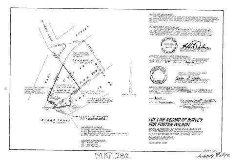 Click to see Record of Survey Book 12, pg. 282 (2001) of Nevada County Recorders Survey Maps Book 12