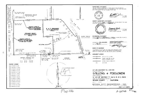 Click to see Record of Survey Book 12, pg. 286 (2001) of Nevada County Recorders Survey Maps Book 12
