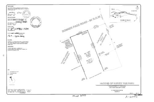 Click to see Record of Survey Book 12, pg. 290 (2001) of Nevada County Recorders Survey Maps Book 12