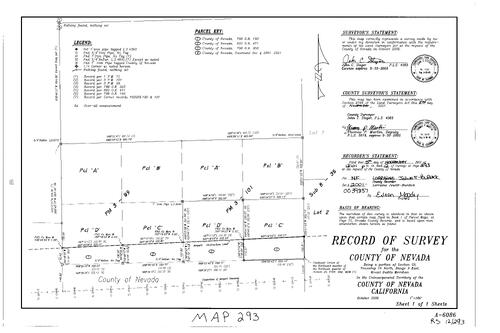 Click to see Record of Survey Book 12, pg. 293 (2001) of Nevada County Recorders Survey Maps Book 12
