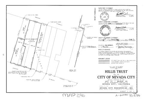 Click to see Record of Survey Book 12, pg. 296 (2001) of Nevada County Recorders Survey Maps Book 12