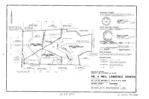 Click to see Record of Survey Book 12, pg. 297 (2001) of Nevada County Recorders Survey Maps Book 12
