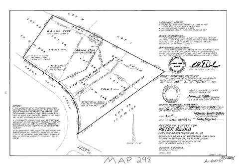 Click to see Record of Survey Book 12, pg. 298 (2001) of Nevada County Recorders Survey Maps Book 12