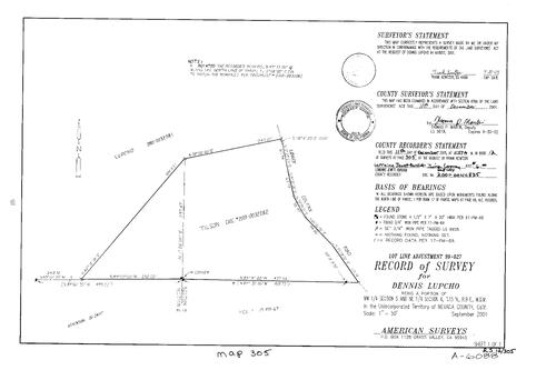 Click to see Record of Survey Book 12, pg. 305 (2001) of Nevada County Recorders Survey Maps Book 12