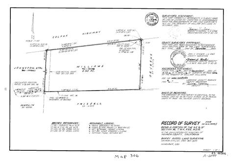Click to see Record of Survey Book 12, pg. 306 (2001) of Nevada County Recorders Survey Maps Book 12