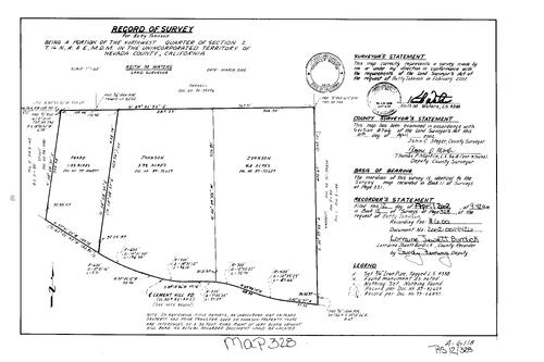 Click to see Record of Survey Book 12, pg. 328 (2002) of Nevada County Recorders Survey Maps Book 12