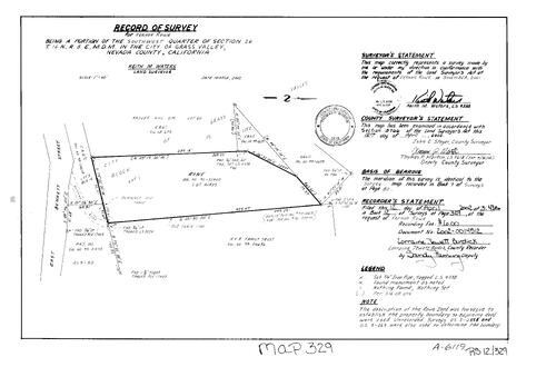 Click to see Record of Survey Book 12, pg. 329 (2002) of Nevada County Recorders Survey Maps Book 12