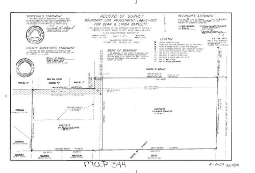 Click to see Record of Survey Book 12, pg. 344 (2002) of Nevada County Recorders Survey Maps Book 12