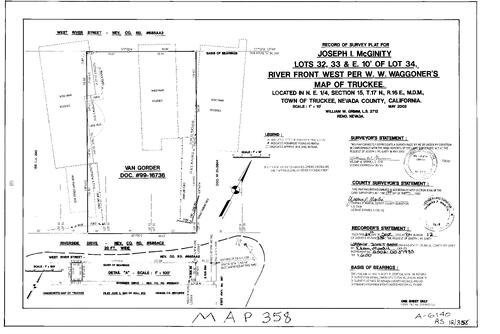 Click to see Record of Survey Book 12, pg. 358 (2002) of Nevada County Recorders Survey Maps Book 12