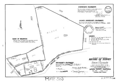 Click to see Record of Survey Book 12, pg. 363 (2002) of Nevada County Recorders Survey Maps Book 12