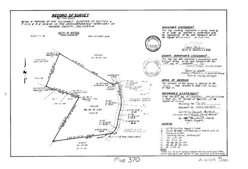 Click to see Record of Survey Book 12, pg. 370 (2002) of Nevada County Recorders Survey Maps Book 12