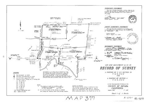 Click to see Record of Survey Book 12, pg. 377 (2002) of Nevada County Recorders Survey Maps Book 12