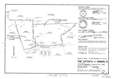Click to see Record of Survey Book 12, pg. 383 (2002) of Nevada County Recorders Survey Maps Book 12