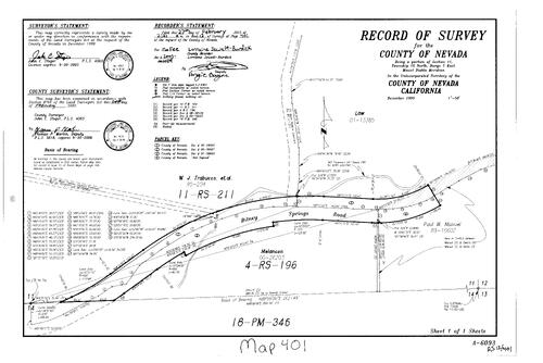 Click to see Record of Survey Book 12, pg. 401 (2003) of Nevada County Recorders Survey Maps Book 12