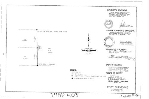 Click to see Record of Survey Book 12, pg. 403 (2003) of Nevada County Recorders Survey Maps Book 12