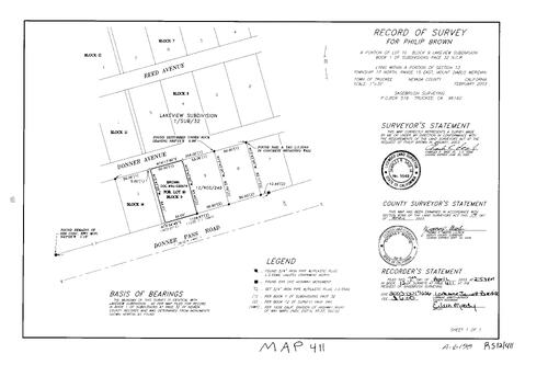 Click to see Record of Survey Book 12, pg. 411 (2003) of Nevada County Recorders Survey Maps Book 12