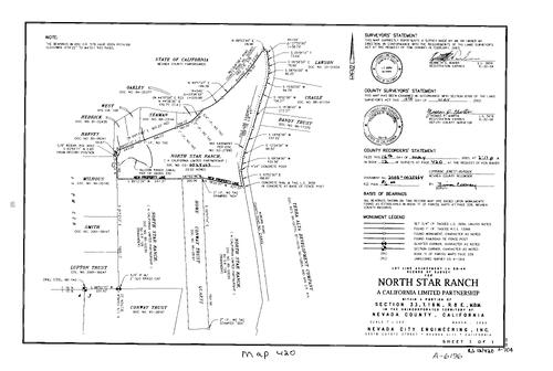 Click to see Record of Survey Book 12, pg. 420 (2003) of Nevada County Recorders Survey Maps Book 12