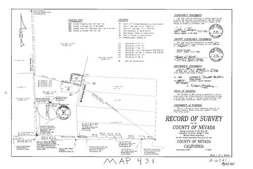 Click to see Record of Survey Book 12, pg. 438 (2003) of Nevada County Recorders Survey Maps Book 12