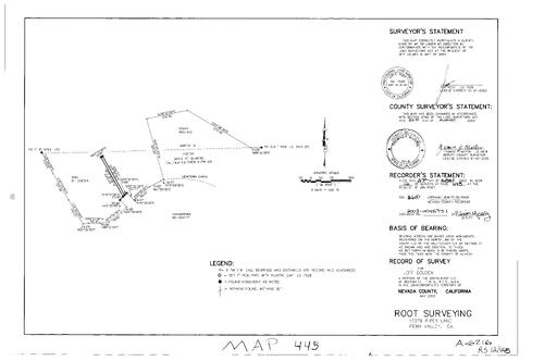 Click to see Record of Survey Book 12, pg. 445 (2003) of Nevada County Recorders Survey Maps Book 12